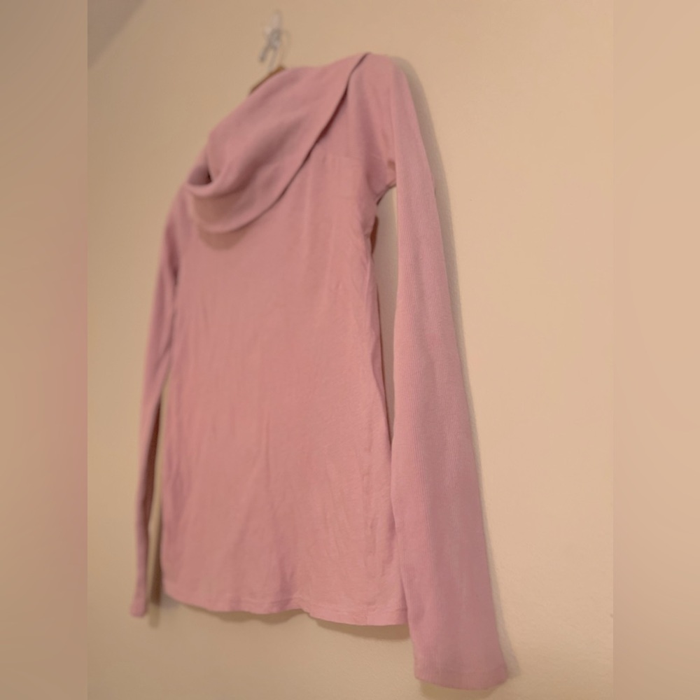 Medium Express Pink Cowl Neck Cotton Turtleneck